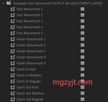 TINY TAPES 15个视频缩放摇动扭曲效果预设FAST MOVEMENT FX TINY TAPES 15个视频缩放摇动扭曲效果预设FAST MOVEMENT FX