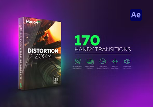 AE脚本-170组弹跳波纹光学旋转扭曲视频无缝转场预设 Distortion Zoom Transitions-MGJT资源