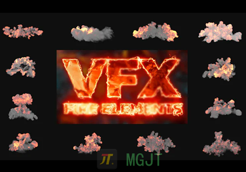 达芬奇模版-VFX12种电影片头片尾视觉特效火焰元素-MGJT资源