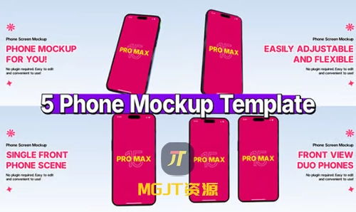 5 种独特的手机模型变体 AE 模板-MGJT资源