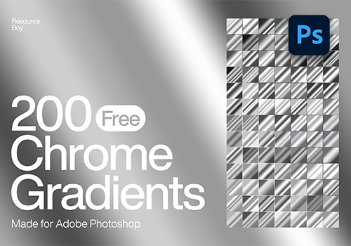 PS渐变-200个镀铬和灰色渐变素材200 Chrome Photoshop Gradients-MGJT资源