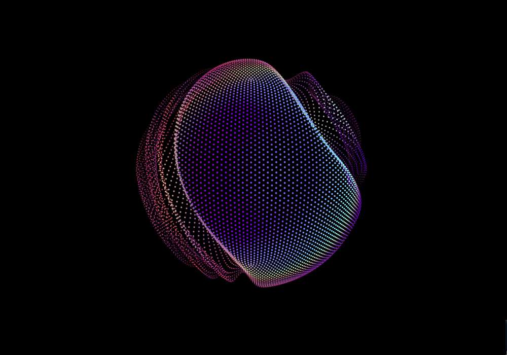 黑色环路上的3D抽象粒子球体-MGJT资源