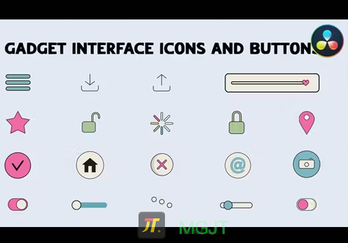 达芬奇模版-19个图标按钮小工具界面Gadget Interface Icons And Buttons-MGJT资源