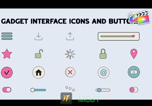 FCPX模版-19个图标按钮小工具界面Gadget Interface Icons And Buttons-MGJT资源
