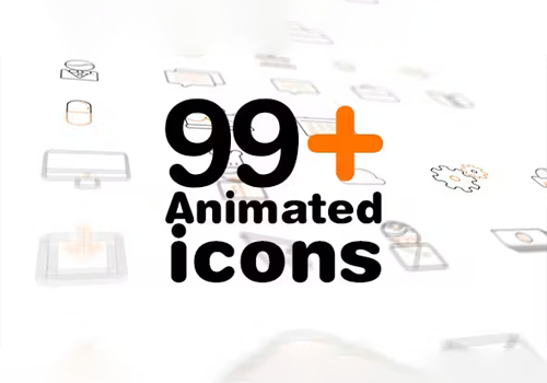 AE模板-99个媒体社交职场生活线条动画图标包 Line Icons Pack 99+ Animated Icons-MGJT资源
