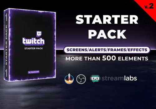 AE模板-500个炫酷边框社交媒体人脸摄像头背景VFX转场 Twitch Starter Pack-MGJT资源