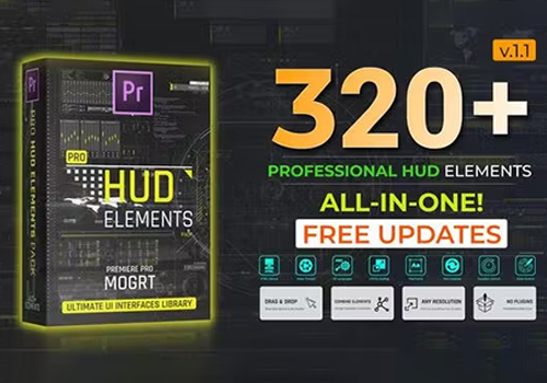 PR模板-400+未来主义极限HUD元素包 Pro HUD Elements Pack-MGJT资源