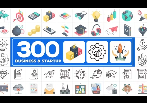 Ae模板-300个商务办公企业图标组合元素包-MGJT资源