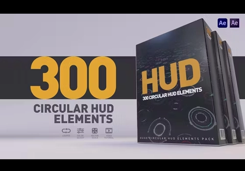 Ae模板-300个矢量缩放圆形平面HUD显示元素包-MGJT资源