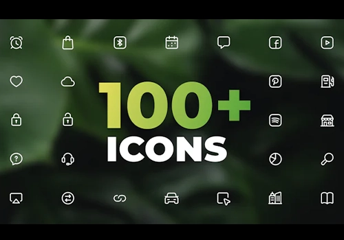 Ae模版-100个简约风格ICONS矢量图标元素包-MGJT资源