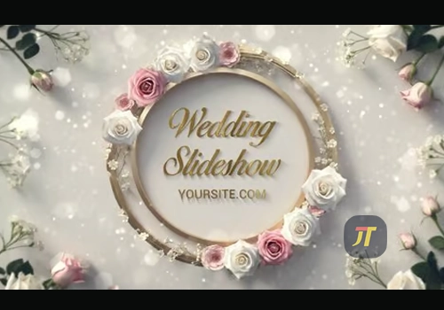 豪华 3D 玫瑰婚礼请柬幻灯片模版-MGJT资源