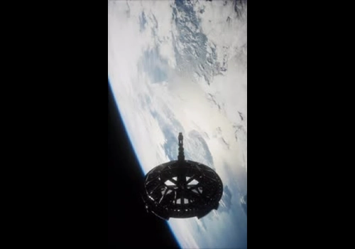 未来派的太空卫星环绕地球运行  手机垂直版-MGJT资源