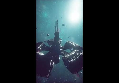 在太空中盘旋的 UFO 宇宙飞船  手机垂直版-MGJT资源