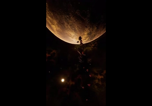 靠近未知行星的一大群小行星  手机垂直板-MGJT资源