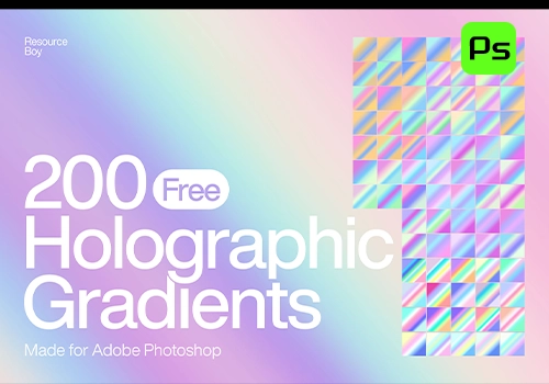 PS渐变-200种全息粉彩风格渐变素材（个人商用）200 HolographicIridescent Photoshop Gradients-MGJT资源