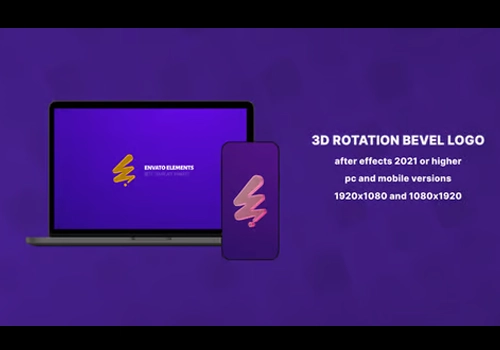 适用于 PC 和手机端 3D 旋转斜面LOGO徽标AE模板-MGJT资源