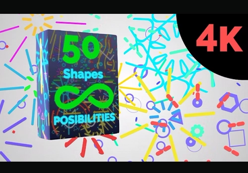 50种光迹闪烁星形圆形三角形图案形状4K动画元素PR模板-MGJT资源