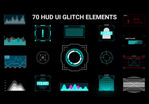 70个带有Alpha 通道的HUD UI设备故障效果AE模板-MGJT资源