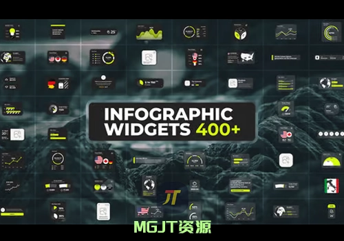 400+玻璃样式小部件的信息图表AE模板-MGJT资源