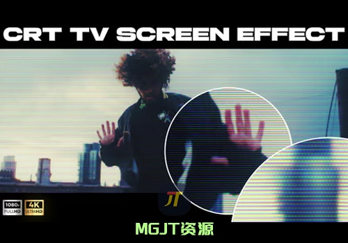 高度逼真的怀旧复古CRT 电视屏幕效果AE模板-MGJT资源