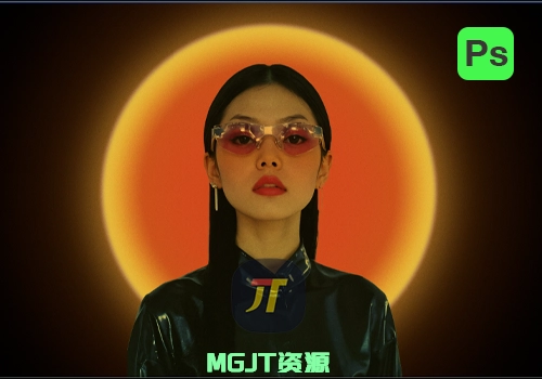PS样机-彩色太阳人像照片效果-MGJT资源
