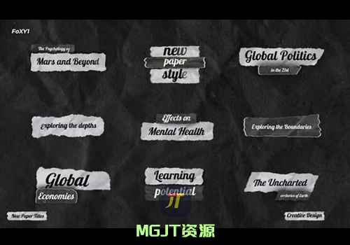 9个纸张撕裂文字标题效果AE模板-MGJT资源