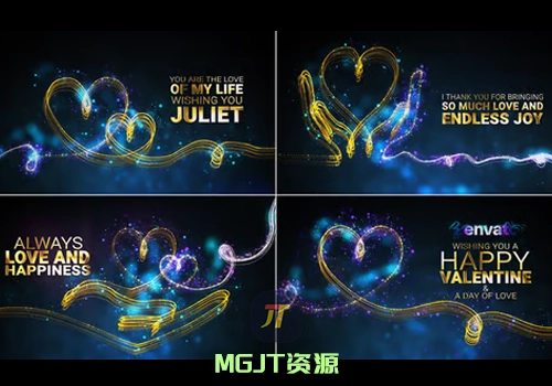 情人节祝福问候粒子效果AE模板-MGJT资源