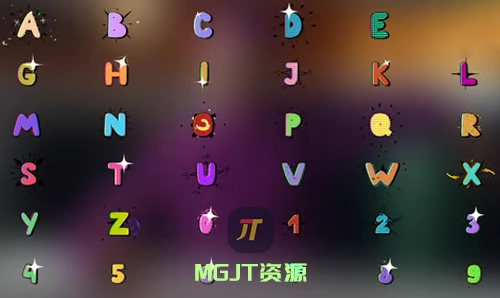 36个数字字母漫画动画字体DaVinci Resolve模板-MGJT资源