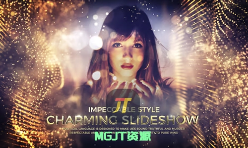 时尚迷人的金色婚礼幻灯片AE模板-MGJT资源