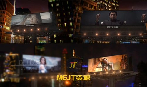 未来派赛博朋克夜之城公共广告牌PR/AE/Davinci Resolve 模板-MGJT资源