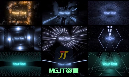 9个穿越未来之门文字标题效果AE模板-MGJT资源
