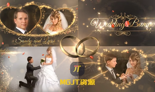 8个金碧辉煌的婚礼幻灯片AE模板套装-MGJT资源