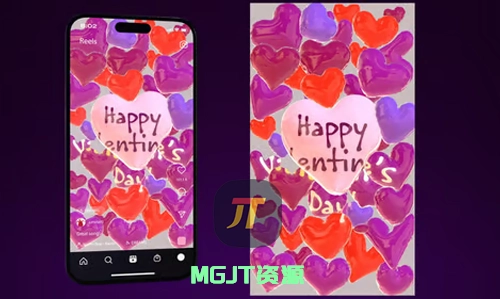 适用于移动手机端情人节心形气球LOGO徽标效果Ae模板-MGJT资源