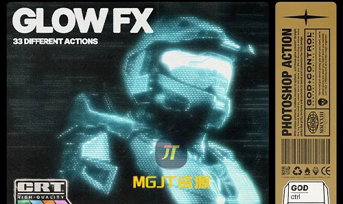PS动作-40+新时尚图案样式颜色和发光强度效果 God Control – Glow FX | Photoshop Actions-MGJT资源