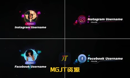6组社交媒体带有头像的下三分之一/片尾 AE模板-MGJT资源