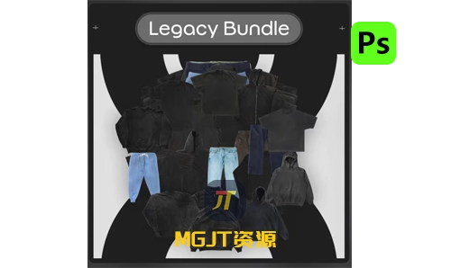 PS样机-23款模拟服装长裤T恤设计PSD模板  Legacy Mockup Bundle-MGJT资源
