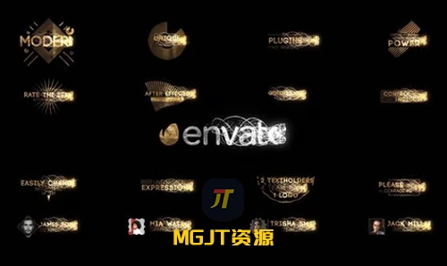 16款金色豪华带有图案图像的文本下三分之一 AE 模板-MGJT资源