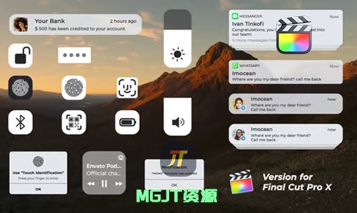 FCPX模板-21个IPhone 手机 UI 界面小部件 IPhone UI Interface-MGJT资源