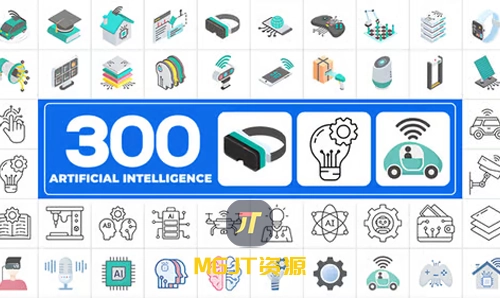 300个人工智能图标动态动画元素 AE 模板-MGJT资源