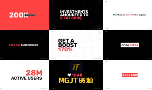 12个专业的计数器 前后可添加文本 PR模板-MGJT资源