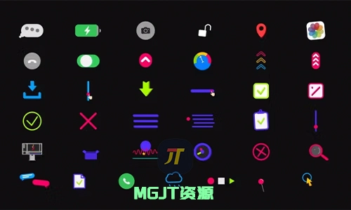 37个移动应用程序界面图标MG动画 AE模板-MGJT资源