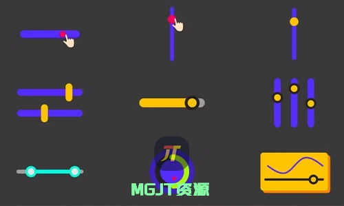 9个滑块和条形图用户界面动画元素PR模板-MGJT资源