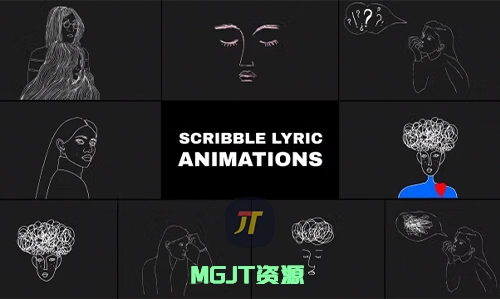 9个手绘涂鸦人物动作MG动画效果 AE 模板-MGJT资源