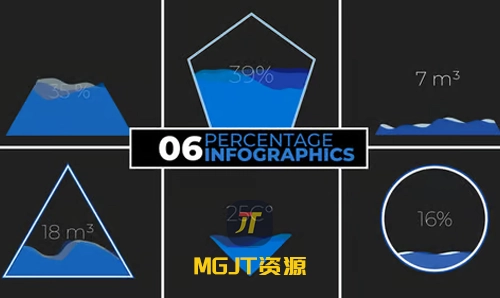6个不同形状企业数据之百分比信息图表 AE模板-MGJT资源