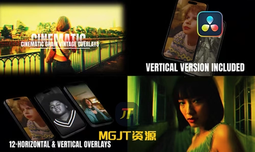 12组电影颗粒复古叠加效果+30个专业电影调色LUT DVR模板+LUT预设-MGJT资源