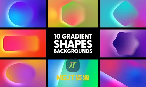 10种超清渐变几何形状背景 PR 模板-MGJT资源
