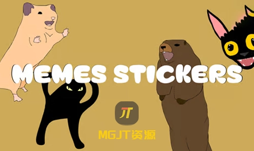 4种小动物表情贴纸MG动画效果 PR 模板-MGJT资源