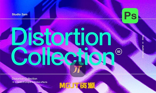 PS动作-6种CRT复古失真梦幻・破损文本+jpg纹理素材合集-MGJT资源