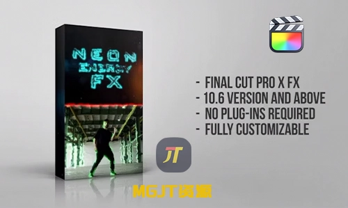 FCPX插件-3种动态电光火石霓虹能量视觉特效-MGJT资源