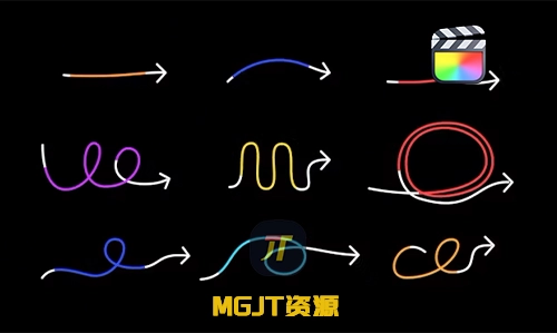 FCPX插件-9个涂鸦手绘质感MG动画动态箭头元素-MGJT资源